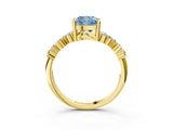 Yellow gold Fancy Blue Cushion Cut Diamond Cluster Pavé Band with Four-Prong Setting_6