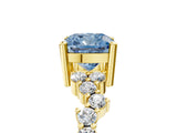 Yellow gold Fancy Blue Cushion Cut Diamond Cluster Pavé Band with Four-Prong Setting_8