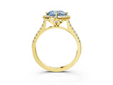 Yellow gold Fancy Blue Cushion Cut Diamond Cushion Halo Ring with Pavé Band_3
