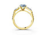 Yellow gold Fancy Blue Cushion Cut Diamond Engagement Ring with Baguette Side Stones and Channel Set Band_23