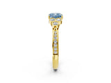 Yellow gold Fancy Blue Cushion  Cut Diamond Engagement Ring with Bezel Set Round Side Stones and Prong Setting_51