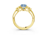 Yellow gold Fancy Blue Cushion  Cut Diamond Engagement Ring with Bezel Set Round Side Stones and Prong Setting_52