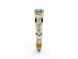 Yellow gold Fancy Blue Cushion  Cut Diamond Engagement Ring with Pavé Band and Four-Prong Setting_5