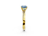 Yellow gold Fancy Blue Cushion Cut Diamond Engagement Ring with Side Stone Accents and Four-Prong Setting_14