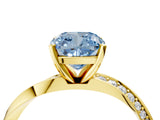 Yellow gold Fancy Blue Cushion Cut Diamond Engagement Ring with Side Stone Accents and Four-Prong Setting_16