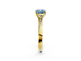 Yellow gold Fancy Blue Cushion Cut Diamond Engagement Ring with Side Stone Accents and Four-Prong Setting_74