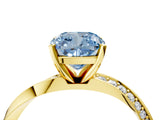 Yellow gold Fancy Blue Cushion Cut Diamond Engagement Ring with Side Stone Accents and Four-Prong Setting_76