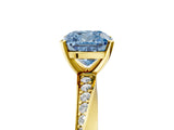 Yellow gold Fancy Blue Cushion Cut Diamond Engagement Ring with Side Stone Accents and Four-Prong Setting_77