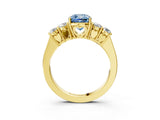 Yellow gold Fancy Blue Cushion  Cut Diamond Five-Stone Prong Set White Gold Ring_34