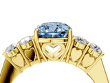 Yellow gold Fancy Blue Cushion  Cut Diamond Five-Stone Prong Set White Gold Ring_35