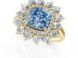 Yellow gold Fancy Blue Cushion Cut Diamond Floral Double Halo Engagement Ring with Prong Setting_25
