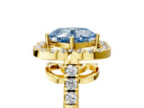 Yellow gold Fancy Blue Cushion Cut Diamond Floral Halo Split Shank Prong Setting Ring_5