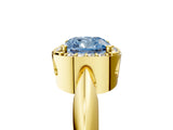 Yellow gold Fancy Blue Cushion  Cut Diamond Halo Engagement Ring with Split Shank and Four-Prong Setting_94