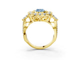 Yellow gold Fancy Blue Cushion Cut Diamond Halo Ring with Pavé Band and Four-Prong Setting_44