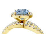 Yellow gold Fancy Blue Cushion Cut Diamond Halo Ring with Round Split Shank and Prong Setting_41