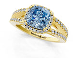 Yellow gold Fancy Blue Cushion Cut Diamond Halo Split Shank Engagement Ring_40