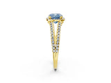 Yellow gold Fancy Blue Cushion Cut Diamond Halo Split Shank Engagement Ring_41