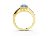 Yellow gold Fancy Blue Cushion Cut Diamond Halo Split Shank Engagement Ring_42