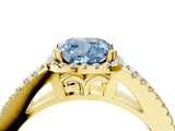 Yellow gold Fancy Blue Cushion Cut Diamond Halo Split Shank Engagement Ring_43