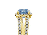 Yellow gold Fancy Blue Cushion Cut Diamond Halo Split Shank Engagement Ring_44