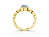 Yellow gold Fancy Blue Cushion  Cut Diamond Milgrain Marquise Band with Prong Setting_6