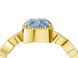 Yellow gold Fancy Blue Cushion  Cut Diamond Milgrain Marquise Band with Prong Setting_7