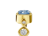 Yellow gold Fancy Blue Cushion  Cut Diamond Milgrain Marquise Band with Prong Setting_8