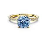 Yellow gold Fancy Blue Cushion  Cut Diamond Pavé Band Ring with Four-Prong Setting_39