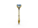 Yellow gold Fancy Blue Cushion  Cut Diamond Pavé Band Ring with Four-Prong Setting_41