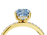 Yellow gold Fancy Blue Cushion  Cut Diamond Pavé Band Ring with Four-Prong Setting_43