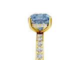 Yellow gold Fancy Blue Cushion  Cut Diamond Pavé Band Ring with Four-Prong Setting_44