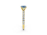 Yellow gold Fancy Blue Cushion Cut Diamond Pavé Band Solitaire Ring with Prong Setting_83