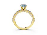 Yellow gold Fancy Blue Cushion Cut Diamond Pavé Band Solitaire Ring with Prong Setting_84