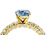 Yellow gold Fancy Blue Cushion Cut Diamond Pavé Band Solitaire Ring with Prong Setting_85