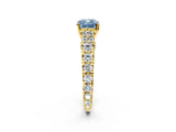 Yellow gold Fancy Blue Cushion  Cut Diamond Pavé Band Solitaire with Four-Prong Setting_17