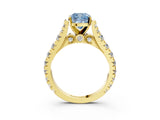 Yellow gold Fancy Blue Cushion  Cut Diamond Pavé Band Solitaire with Four-Prong Setting_18