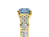 Yellow gold Fancy Blue Cushion  Cut Diamond Pavé Band Solitaire with Four-Prong Setting_20