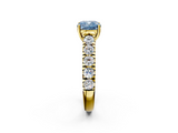 Yellow gold Fancy Blue Cushion  Cut Diamond Pavé Band Solitaire with Four-Prong Setting_5