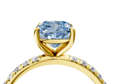 Yellow gold Fancy Blue Cushion  Cut Diamond Pavé Band Solitaire with Four-Prong Setting_7