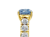 Yellow gold Fancy Blue Cushion  Cut Diamond Pavé Band Solitaire with Four-Prong Setting_8