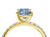 Yellow gold Fancy Blue Cushion  Cut Diamond Pavé Band with Four-Prong Setting_55