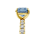 Yellow gold Fancy Blue Cushion  Cut Diamond Pavé Band with Four-Prong Setting_56