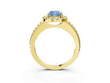 Yellow gold Fancy Blue Cushion Cut Diamond Pavé Halo Ring with Four-Prong Setting_39