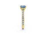Yellow gold Fancy Blue Cushion Cut Diamond Pavé Solitaire Engagement Ring with Four-Prong Setting_73