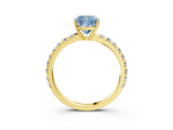 Yellow gold Fancy Blue Cushion Cut Diamond Pavé Solitaire Engagement Ring with Four-Prong Setting_74