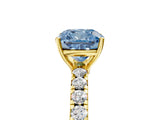 Yellow gold Fancy Blue Cushion Cut Diamond Pavé Solitaire Engagement Ring with Four-Prong Setting_76