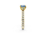 Yellow gold Fancy Blue Cushion Cut Diamond Pavé Solitaire Ring with Round Band and Prong Setting_26
