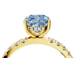 Yellow gold Fancy Blue Cushion Cut Diamond Pave Band Solitaire Ring with Four-Prong Setting_62