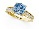 Yellow gold Fancy Blue Cushion  Cut Diamond Pave Band with Four-Prong Setting_20