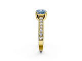 Yellow gold Fancy Blue Cushion  Cut Diamond Pave Band with Four-Prong Setting_21